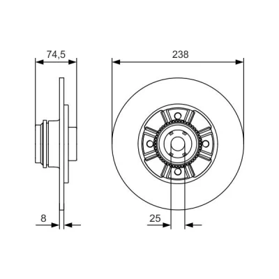 Image de BOSCH 0 986 479 A48 Disque de frein 238 8 4 100 plein huilé avec roulement roue, bague ABS RENAULT: 19 I 3/5 portes, II portes