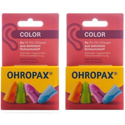 Image de OHROPAX Lot de 2 paquets 8 bouchons en mousse colorée
