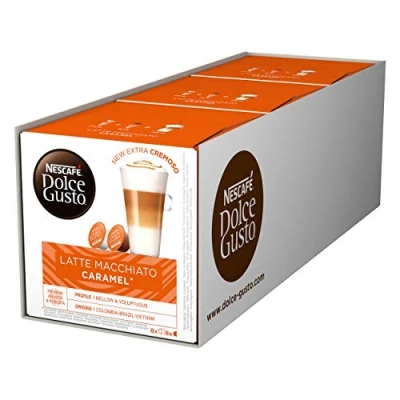 Image de Nescafé Dolce Gusto Latte Macchiato Caramel, Lot de 3, 3 x 16 Capsules (24 Portions)