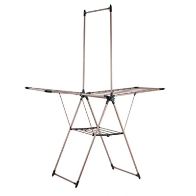 Image de Tower Etendoir à Linge ailettes en Acier Design Pliable Pieds antidérapants 14 m Or Rose T873005RGB