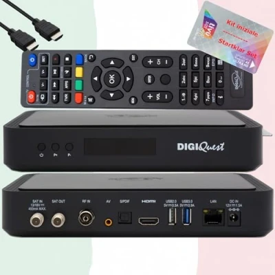 Image de TiVuSat Carte 4K UHD + DIGIQuest Q80 Récepteur Satellite H.265 S2+T2 HEVC Set Top Box, certifié avec (ACTIVÉE), Mediaplayer, WebRadio, USB, câble HDMI HTS