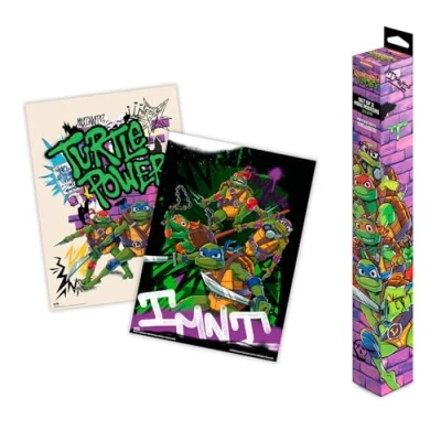 Image de Grupo Erik Poster Tortues Ninja Set de 2 mini posters 15 x 20,5 pouces / 38 52 cm Affiche d&#039;art expédiée roulée dans une boîte protectrice Cadeaux