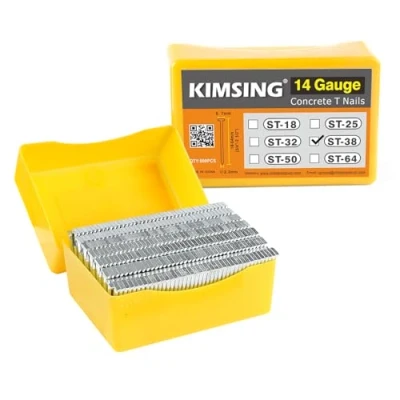 Image de KIMSING Lot de 800 clous en T pour béton robuste, travail du bois, maçonnerie, calibre 14, 38 mm