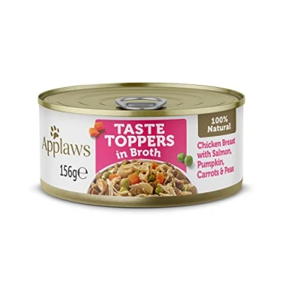 Image de Applaws boîtes de Nourriture Humide pour Chiens 100% Naturelle, Filet Poulet avec Saumon en Bouillon Lot 12 156 g