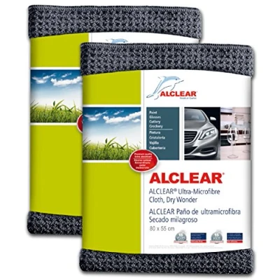 Image de ALCLEAR 820901M Chiffon de Microfibre pour Nettoyage à Sec, 80 x 55 cm, Gris Anthracite 2 unités