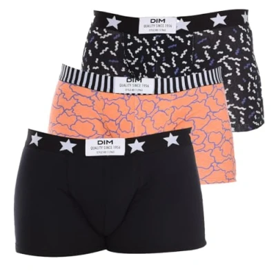Image de DIM Boxer Homme Vibes Coton Stretch x3, Nuage Bleu/Noir/Cotillon, XXL