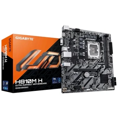 Image de GIGABYTE H810M H Carte mère Processeurs Intel Core Ultra (Série 2), VRM 4+1+2 Phases, jusqu&#039;à 6400 MHz DDR5, 1xPCIe 4.0 M.2, LAN 1GbE, USB 3.2 Gen 1