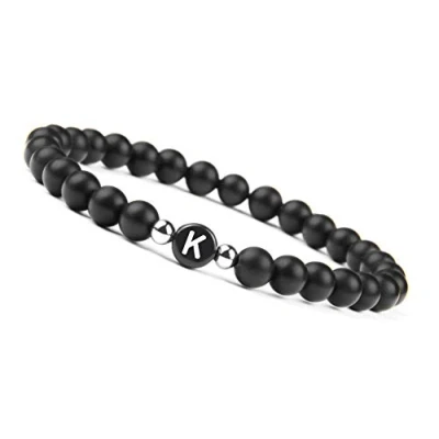 Image de GOOD.designs ® Bracelet perleavec initiale (cadeau pour couple) amitié 2 personnes (K)