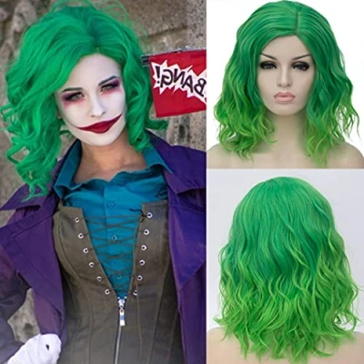 Image de ATAYOU® Court vert Perruque Synthétique Cosplay Ombre Bob Perruques Pour Les Femmes Déguisements Avec 1 Chapeau De Gratuit (Vert à clair)