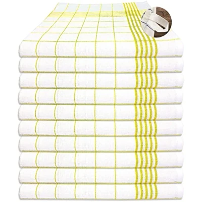 Image de torchon MTEXT 100% coton 10 pièces, 50x70 cm, 60g, bleu rouge vert jaune blanc damier (jaune)