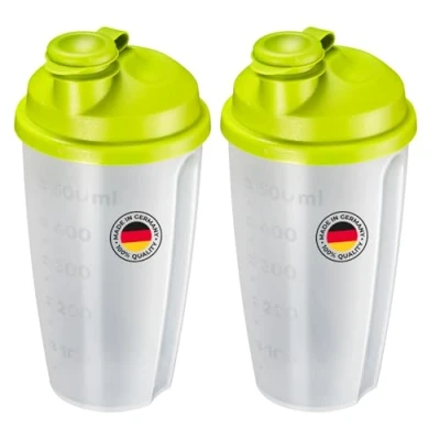 Image de Westmark 243522EA shaker à vinaigrette Mixery, 2 pièces Large avec disque mélangeur amovible et échelle de mesure pour la préparation vinaigrettes shakes Vert pomme, 0,5 L