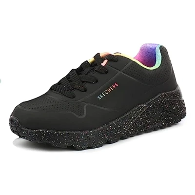 Image de Skechers Uno Lite Rainbow Moucheté Basket Fille Bordure Arc en ciel Polyuréthane Noir 35 EU