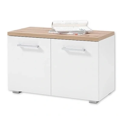 Image de Stella Trading Gomera Banc en Blanc, Aspect chêne d&#039;Artisan Moderne avec Espace de Rangement pour Votre entrée 78 x 50 38 cm (L/H/P)