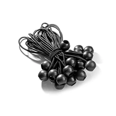 Image de fuxton 25 Tendeur Elastique Caoutchouc Professionnel avec Boule (Noir 195 mm) pour Tentes, Bâches, Affiches. Bâche, Sangle Élastique, Support de Caoutchouc.