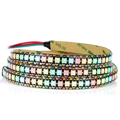 Image de Ruban LED RVB WS2812B 3,3 pieds 144 pixels/m flexible noir PCB bande de couleur rêve IP65 étanche projet bricolage (5 V)