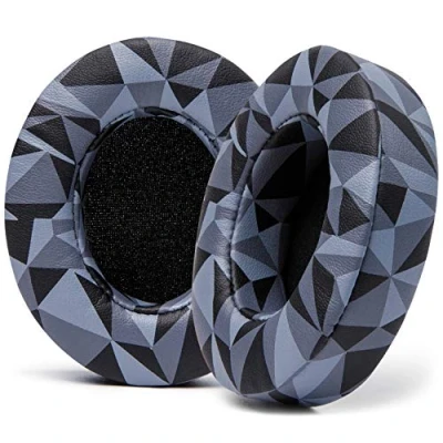 Image de WC Coussinets pour Beats Studio 2 &amp; 3 (B0501, B0500) avec et sans Fil par Wicked Cushions Ne Convient Pas à Solo Cuir PU Souple, Mousse améliorée adhésif Plus résistant Geo Grey