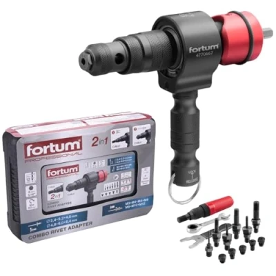 Image de Fortum rivet 2 en 1 pour visseuse sans fil et perceuse I rivets aveugles écrous à aluminium, acier inoxydable Embout de aveugle 2,4 6,4 mm +