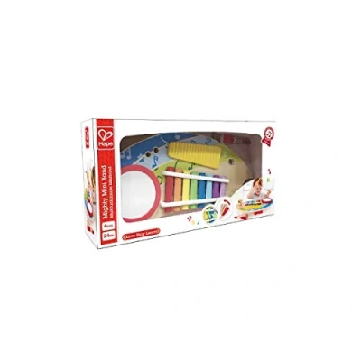 Image de Jouet Hape Plateau Ensemble d&#039;Instruments en Bois Xylophone, Tambour, Cymbale, Set de 4 Pièces pour Enfant à partir 2 ans Instruments Musique Enfants