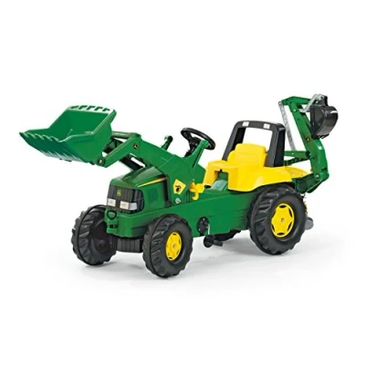 Image de Tractopelle à pédales JOHN DEERE Rolly Junior Chargeur frontal et pelleteuse fonctionnels Vert/Orange