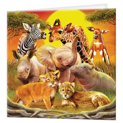 Image de 3D LiveLife Carte de voeux Cousins Proches Deluxebase. lenticulaire savanne colorée pour toute occasion et tout âge, anniversaire. original sous licence l&#039;artiste, Michael Searle