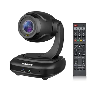 Image de Matosio FoxPro Caméra de visioconférence PTZ 1080P, AI Face Tracking, Zoom Optique sans Perte, Autofocus, 2 Microphone intégrés antibruits, télécommande, Compatible Zoom/MS Teams et Streaming OBS