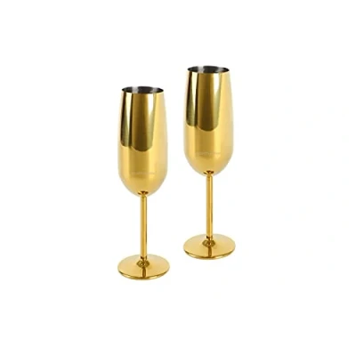 Image de Echtwerk Service de 2 coupes à champagne en acier inoxydable, édition or, 250 ml, 22,5 x 6,3 cm EW CG 1740G