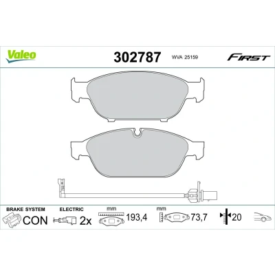 Image de VALEO 302787 Jeu de plaquettes frein Essieu Avant contact signal d&#039;usure inclus sans vis/boulons, avec tôle anti bruit AUDI: A6 C7