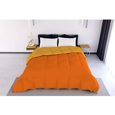 Image de Italian Bed Linen Couette d&#039;hiver Elegant Deux Tons, Orange/Jaune, 260x260 cm