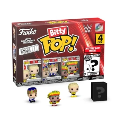Image de Funko Bitty Pop ! WWE Dusty Rhodes, Jerry Lawler®, Ric Flair, et Une Figurine mystère 0,9 Pouce (2,2 cm) à Collectionner Idée Cadeau Cake Topper