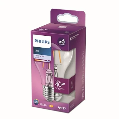 Image de Philips ampoule LED Equivalent 40W E27 Blanc froid non dimmable, verre