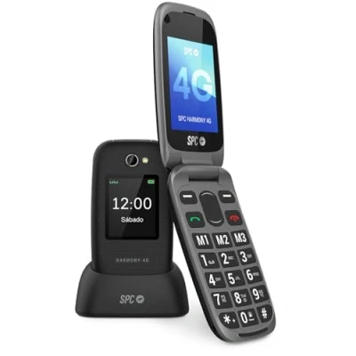 Image de SPC Harmony 4G Téléphone Portable Senior à Clapet avec Grosses Touches, Compatible appareils auditifs, Configuration Distance, Bouton SOS, Volume élevé, Socle de Charge, Noir