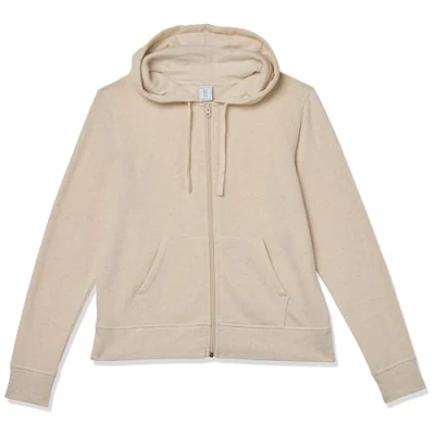 Image de Amazon Essentials Sweatshirt à Capuche Entièrement Zippé en Molleton et Éponge (Grandes Tailles Disponibles) Femme, Avoine Chiné, XXL