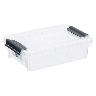 Image de Plast Team Pro Box Boîte de rangement avec couvercle et code QR empilable Transparent 0,9 l