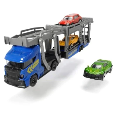 Image de Dickie Toys 203745008 Car Carrier Transport pour 3 Voitures + Jouets 2 modèles différents Longueur 28 cm Enfants à partir de Ans Multicolore