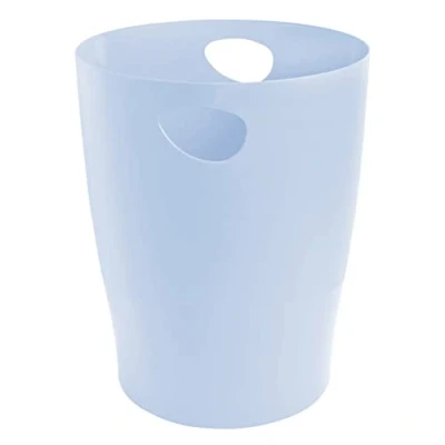 Image de Exacompta Réf. 45362D 1 corbeille à papier, poubelle ECOBIN avec poignées Volume 15 litres, adaptée au bureau comme en Home office Dimensions 26,3 x 33,5 cm couleur bleu pastel