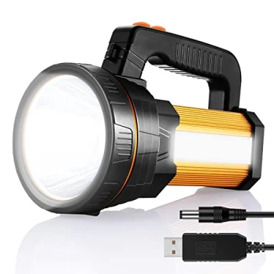 Image de AF WAN Lampe torche à Led 7000 lumens,Lampe LED,Rechargeable CREE super lumineuse Projecteur Ustellar Lanterne de camping étanche recherche (or)