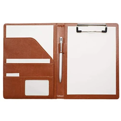 Image de Bloc Note A5 conferencier Cuir porte documents, Portfolio, Planchette, Support pour notes format avec organiseur de Conférencier documents,Porte (Marron)