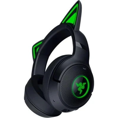 Image de Razer Kraken Kitty V2 BT Casque sans Fil Bluetooth RGB avec Ears pour Le Jeu et Streaming (325g, Haut parleurs Triforce 40mm, 5.2, micros antibruit, autonomie de 40 Heures) Noir