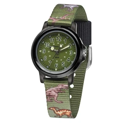 Image de JACQUES FAREL KSB 989 Montre à quartz analogique pour garçon avec bracelet en tissu vert olive noir, vert/noir,