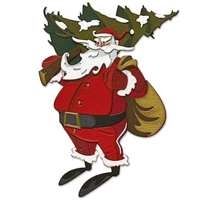 Image de Ensemble de 18 matrices Thinlits Woodland Santa, à colorier par Tim Holtz