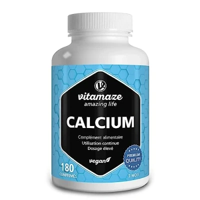 Image de Calcium Carbonate à Forte Dose 180 Comprimés pour 3 Mois 800 mg de par Quotidienne Naturel Complément Alimentaire sans Additifs