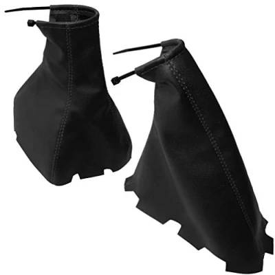 Image de AERZETIX Soufflet de levier vitesse et frein à main en simili cuir avec couture/surpiqûres couleurs variables (noir surpiqûres noires)