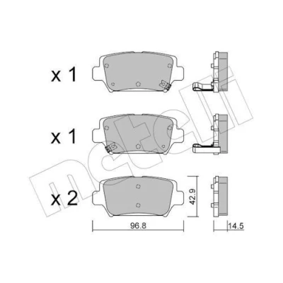 Image de METELLI 22 1240 0 Jeu de plaquettes frein avec indicateur d&#039;usure MITSUBISHI: Eclipse Cross