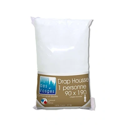 Image de Nuit des Vosges 2185256 Cotoval Drap Housse Uni Coton Gris Souris 120 x 190 cm