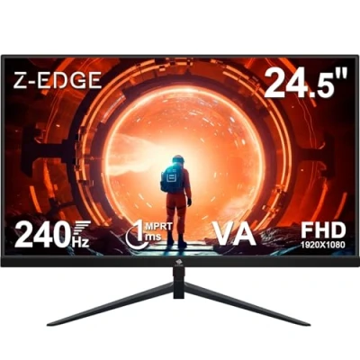 Image de Z Edge Ecran Pc Gamer 25 Pouces 240 Hz, 1ms, FreeSync, Moniteur Gaming FHD 1080P Avec HDMI Câble, 350cd/m², HDMI2.0*2 &amp; DP1.4, Montable VESA 75*75mm, sRGB 99%, 178 Angle Vue, Inclinaison Réglable