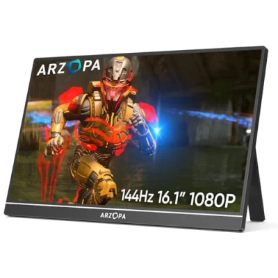 Image de ARZOPA Écrans Portable 16,1&quot; 144 Hz avec béquille, 100% sRGB 1920 x 1080P FHD HDR Hz, Ultra Fin Protection des Yeux Deuxième écran Externe pour Ordinateur portable/PC/Mac/PS3/4/5/Xbox Z1FC