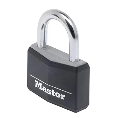 Image de Master Lock 9150EURDBLK Cadenas à Clé en Aluminium Massif recouvert de Vinyle, noir, 5 x 6,8 1,4 cm