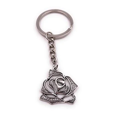 Image de H Customs Pendentif Porte clés en Argent avec Fleur Rose