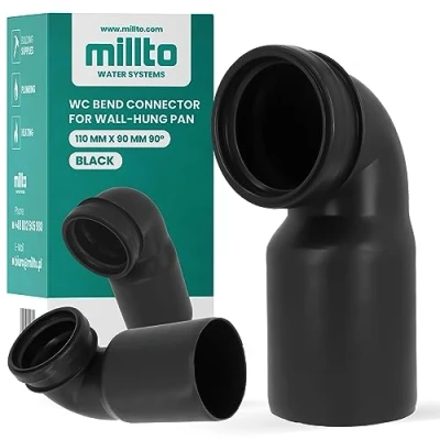 Image de Millto™ Coude de raccordement pour WC suspendu au mur 110 x 90 mm Raccord Bonde d&#039;écoulement Systèmes d&#039;évacuation des eaux usées