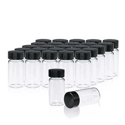 Image de ALWSCI 20pcs Flacons à échantillons, 20ml en Verre Transparent avec Bouchon Vis, pour échantillonnage Liquide Doublure Polyéthylène